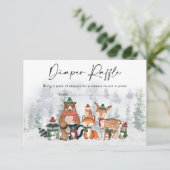 冬のモダンウッドランド動物おむつラッフル エンクロージャーカード (スタンド正面)