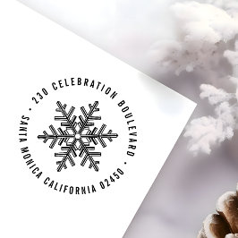 冬のモダンクリスマススノーフレーク差出人住所 セルフインキングスタンプ