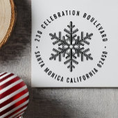 冬のモダンクリスマススノーフレーク差出人住所 ラバースタンプ