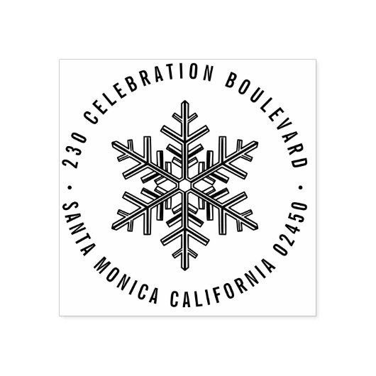 冬のモダンクリスマススノーフレーク差出人住所 ラバースタンプ (インプリント)