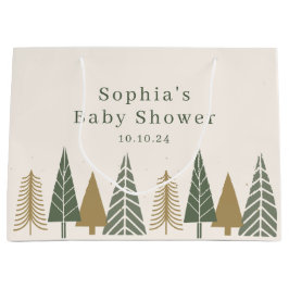 冬のモダンクリスマスベビーシャワー ラージペーパーバッグ