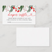 冬のモダンクリスマス赤ちゃんシャワーおむつラッフル エンクロージャーカード (正面/裏面)