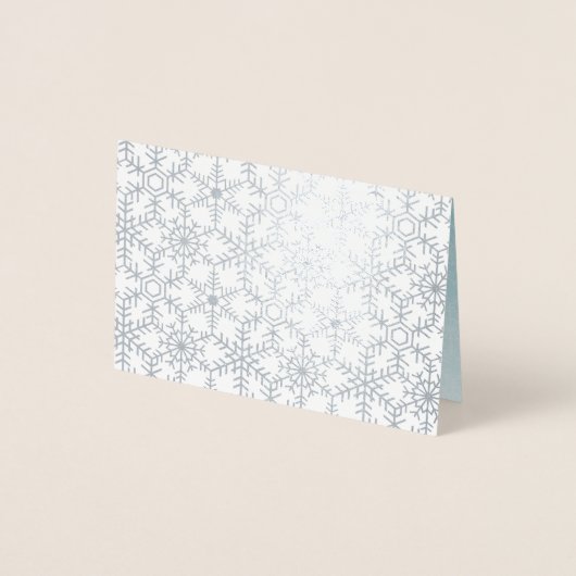 冬のモダンスノーフレークくもの巣ホリデーグリーティング 箔カード (正面)