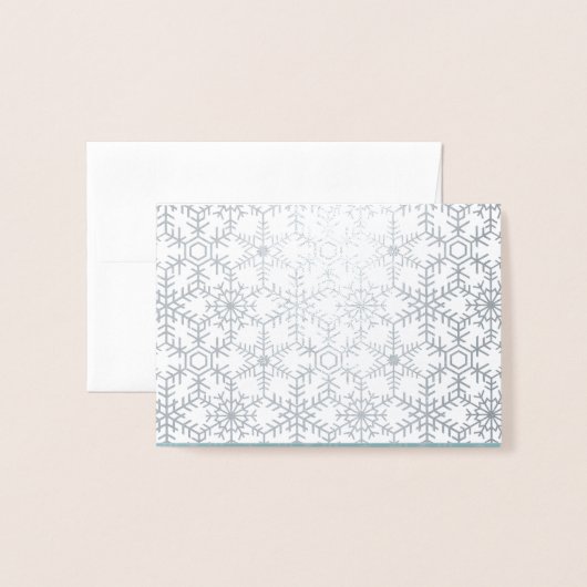 冬のモダンスノーフレークくもの巣ホリデーグリーティング 箔カード (封筒付き正面)
