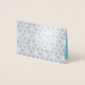 冬のモダンスノーフレークくもの巣ホリデーグリーティング 箔カード (正面)