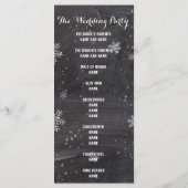 冬のモダンスノーフレークの黒板ウェディングプログラム プログラム (裏面)