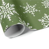 冬のモダンスノーフレーククリスマスグリーンホリデー ラッピングペーパー (ロールコーナー)