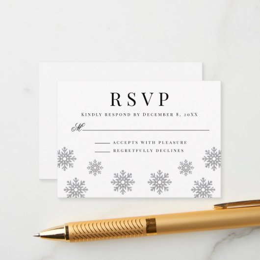 冬のモダンスノーフレーク結婚のエンクロージャカード エンクロージャーカード (正面/裏面インサイチュ)