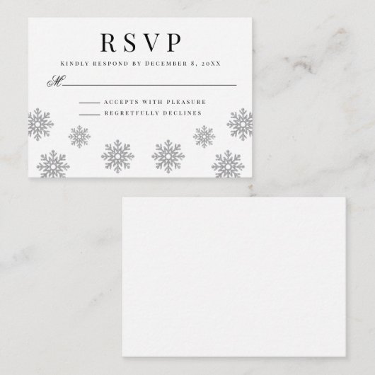 冬のモダンスノーフレーク結婚のエンクロージャカード エンクロージャーカード (正面/裏面)