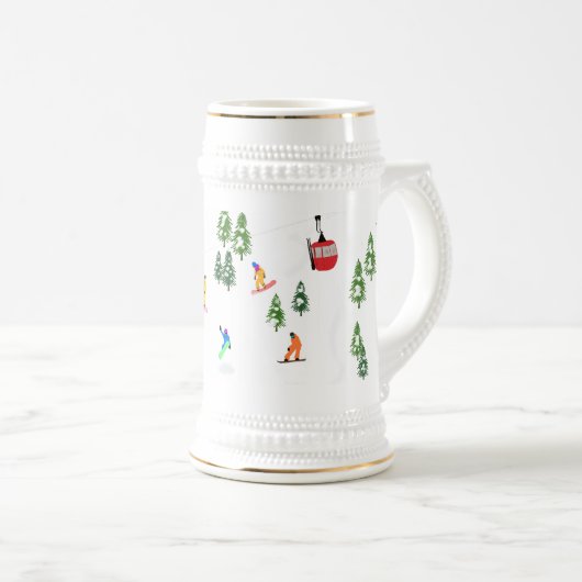 冬のモダンスノーボーダー ビールジョッキ (正面右)