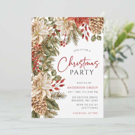 冬のモダンビジ企業のネスのクリスマスパーティー 招待状 (スタンド正面)