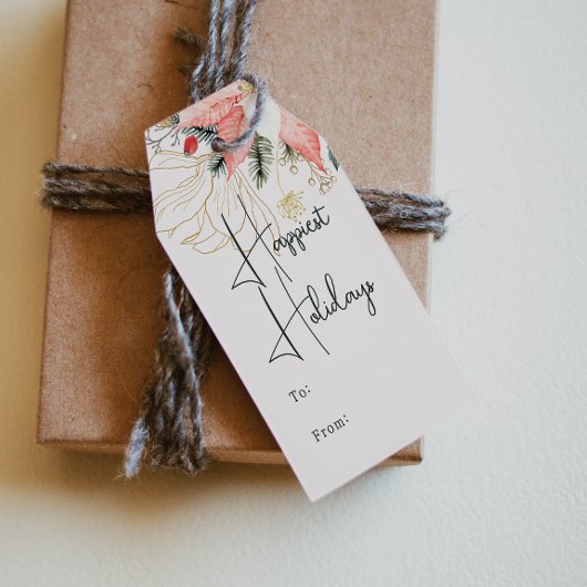 冬のモダンフローラで最も幸せな休暇の間 ギフトタグ