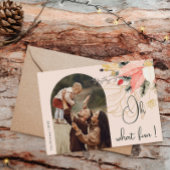 冬のモダンフローラピンクああ何おもしろいワンフォト シーズンカード