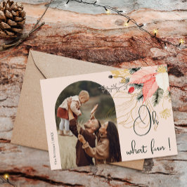 冬のモダンフローラピンクああ何おもしろいワンフォト シーズンカード