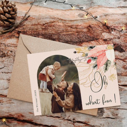 冬のモダンフローラピンクああ何おもしろいワンフォト シーズンカード