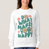 冬のモダンフローラレトロなグルービーひまわり女性 スウェットシャツ (正面)