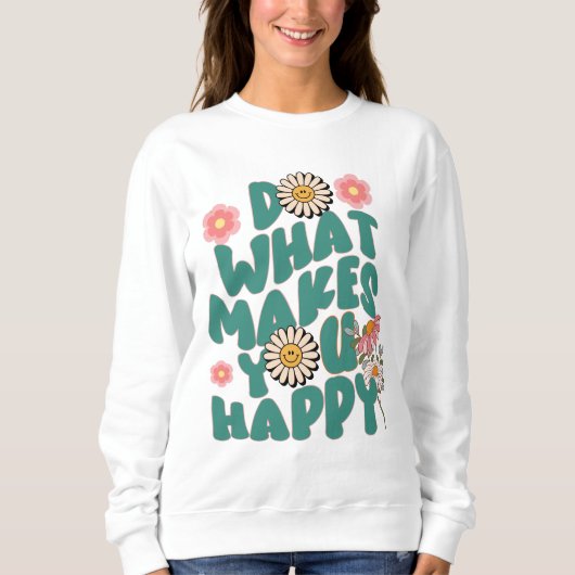 冬のモダンフローラレトロなグルービーひまわり女性 スウェットシャツ (正面)