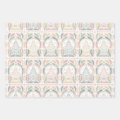 冬のモダンレトロツリーのクリスマス ラッピングペーパーシート (正面2)