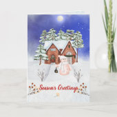 冬のモダンワンダーランド雪だるまメリークリスマス シーズンカード (正面)