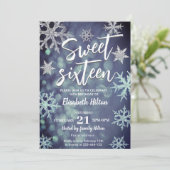 冬のモダンワンダーランド雪の結晶の甘い16 招待状 (スタンド正面)