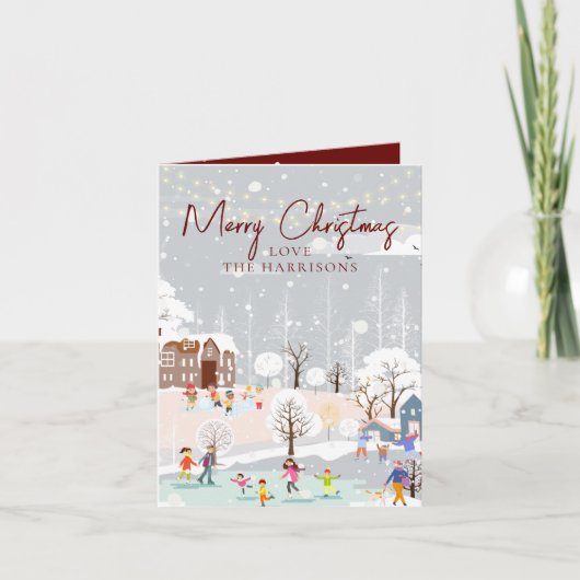 冬のモダンワンダーランド1写真メリークリスマス シーズンカード (正面)