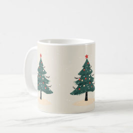 冬のモダン常緑クリスマスツリーのコーヒーマグ コーヒーマグカップ