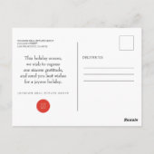 冬のモダン景色 | ホリデーシーズンの挨拶 ポストカード (裏面)