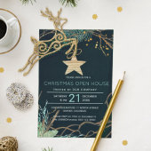 冬のモダン森の枝クリスマスオープンハウス 招待状