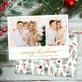 冬のモダン植物学2フォトコラージクリスマス シーズンカード