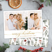 冬のモダン植物学2フォトコラージクリスマス シーズンカード