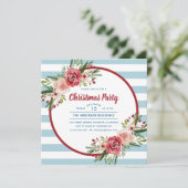 冬のモダン水の色のフローラクリスマスパーティー 招待状 (スタンド正面)