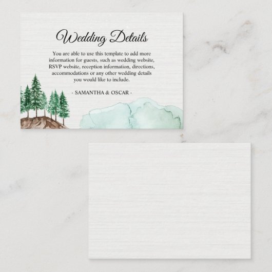 冬のモダン水の色の森の緑の自然エンクロ エンクロージャーカード (正面/裏面)