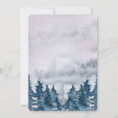 冬のモダン水の色の森ブルー招待状 招待状 (裏面)