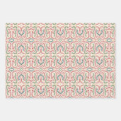 冬のモダン消音オーナメント葉のクリスマス ラッピングペーパーシート (正面2)