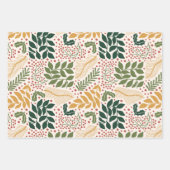 冬のモダン消音オーナメント葉のクリスマス ラッピングペーパーシート (正面)