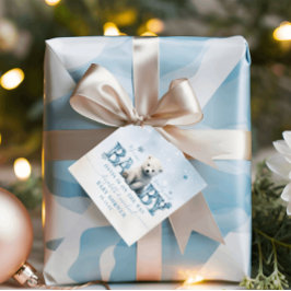 冬のモダン真夏待ちシロクマ赤ちゃんシャワー フェイバータグ