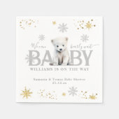 冬のモダン真夏待ち赤ちゃんシャワーへようこそ スタンダードカクテルナプキン (正面)