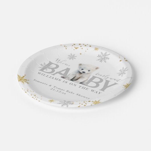 冬のモダン真夏待ち赤ちゃんシャワーへようこそ ペーパープレート (アングル)