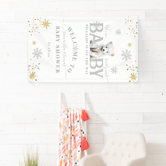 冬のモダン真夏待ち赤ちゃんシャワーへようこそ 横断幕 (インサイチュ)