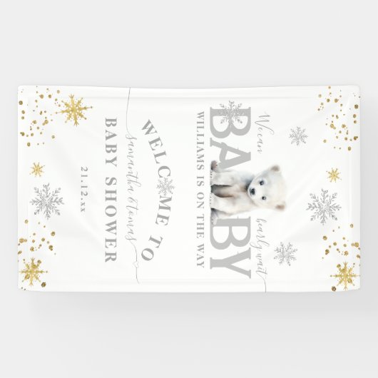 冬のモダン真夏待ち赤ちゃんシャワーへようこそ 横断幕 (横)