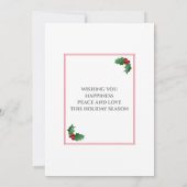 冬のモダン紅葉ハッピーホリデー写真 カード (裏面)