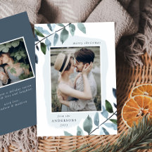 冬のモダン紅葉フォトホリデーカード