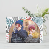 冬のモダン緑のクリスマスフォト シーズンカード (スタンド正面)