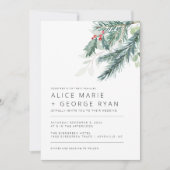 冬のモダン緑結婚式招待状 招待状 (正面)