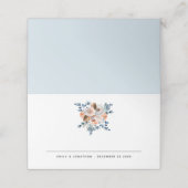 冬のモダン花模様名日結婚の場所の車 プレイスカード (外部開封)