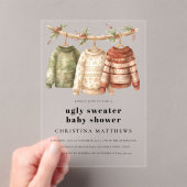 冬のモダン醜いセーター赤ちゃんシャワー アクリル招待状 (インサイチュ (ポータブル))