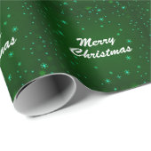 冬のモダン雪の結晶メリークリスマスグリーン ラッピングペーパー (ロールコーナー)