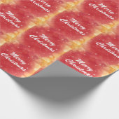 冬のモダン雪の結晶メリークリスマスレッド ラッピングペーパー (角)