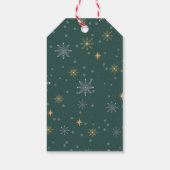 冬のモダン雪片フォトグリーンクリスマス ギフトタグ (裏面)