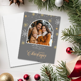 冬のモダン雪片フォトグレークリスマス カード